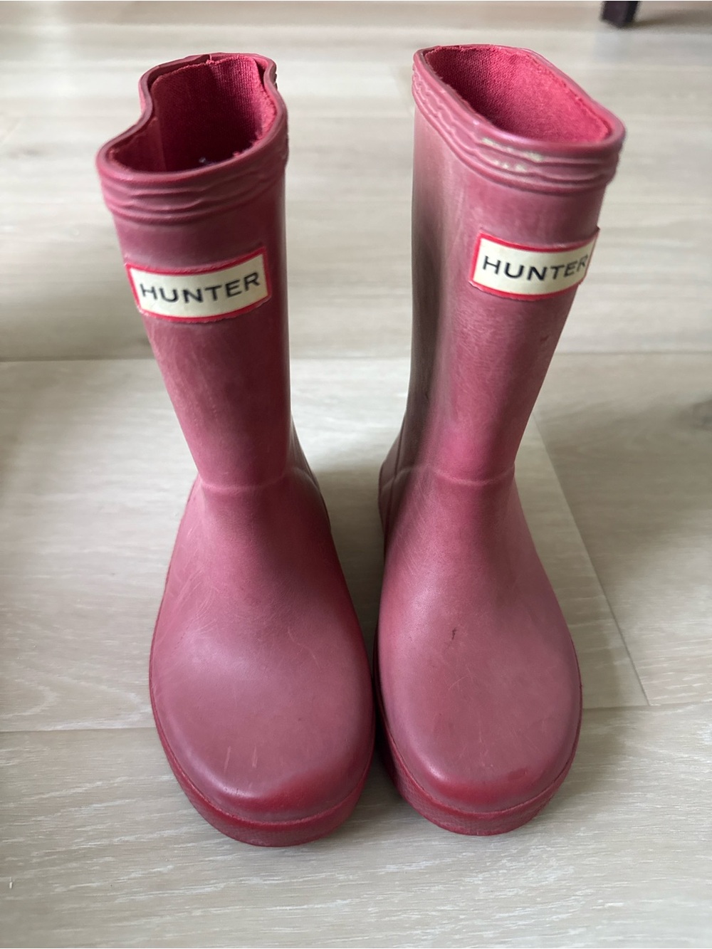 Hunter Kids Waterproof Tall Rain Boots - red